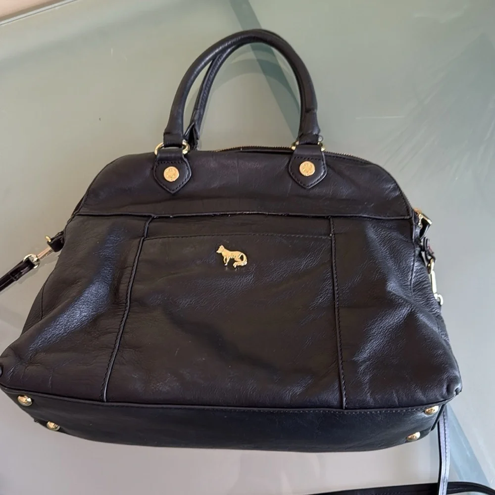 Emma Fox Bags Emma Fox Black Leather Satchel with Crossbody Strap Slouchy Bag